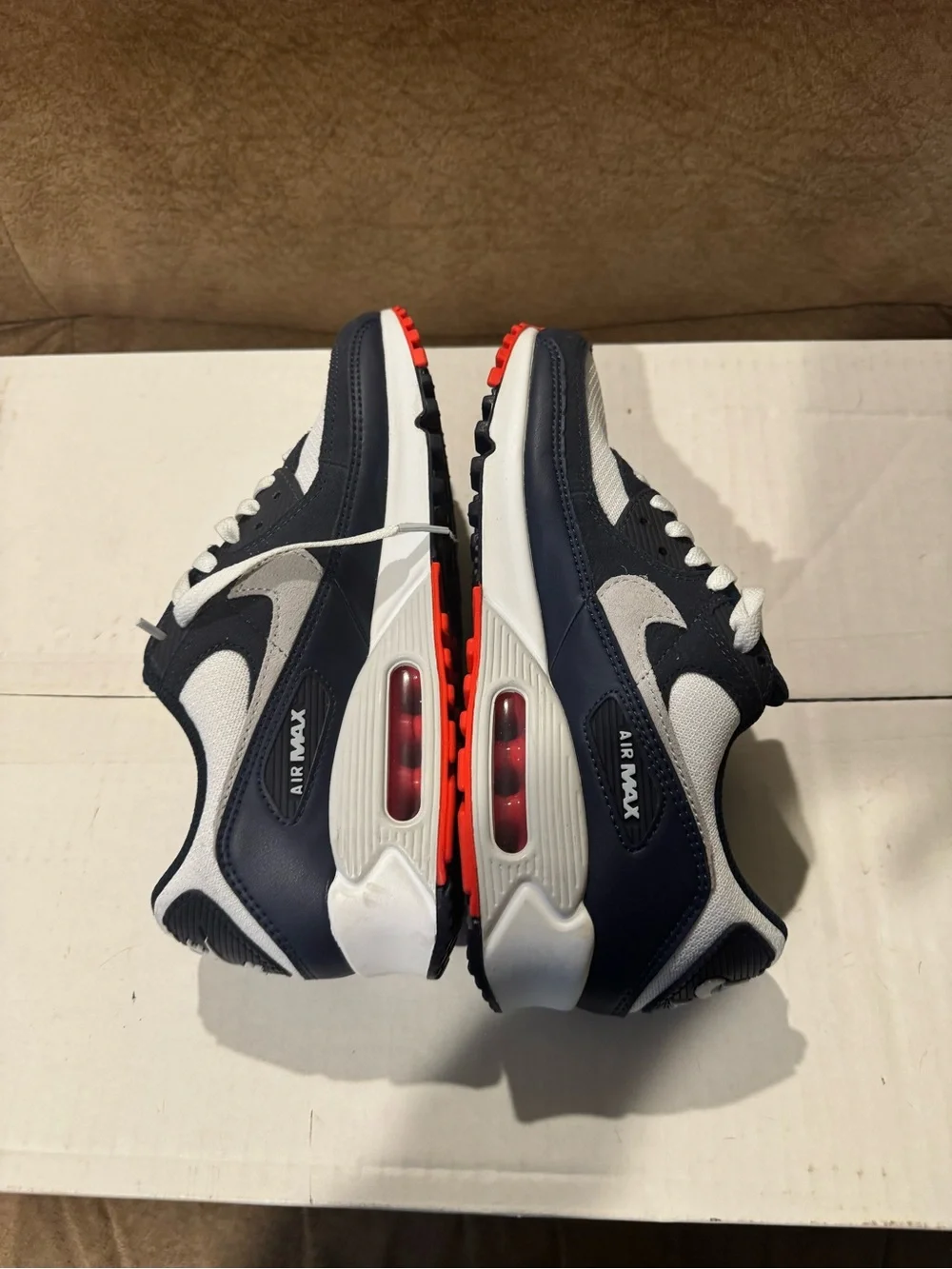 Nike Kids air max 90 size 7.5 Sneakers in White, Navy & Red